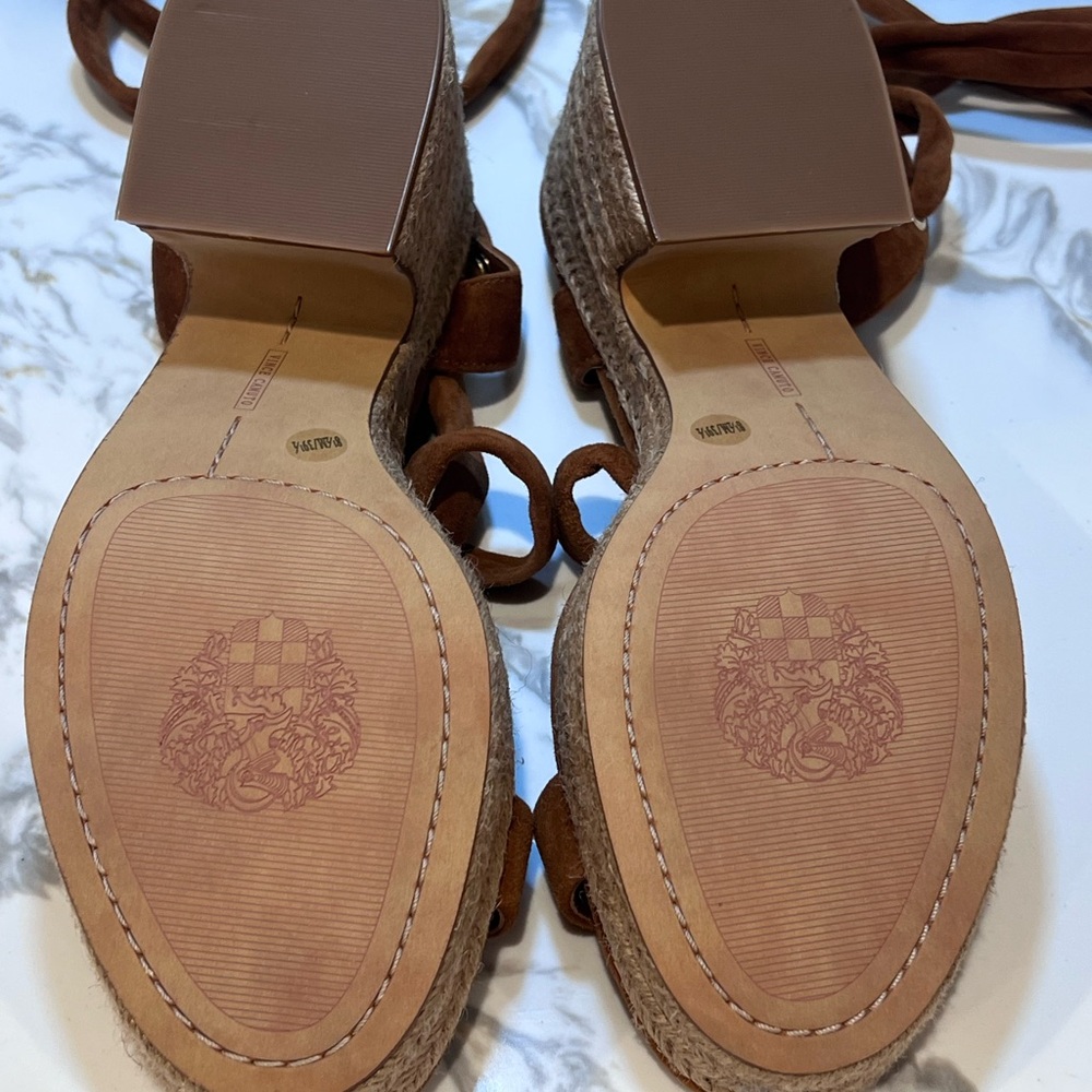 Vince Camuto Roreka Cinnamon Bark Suede Espadrille Sandals Size 8.5 - Picture 5 of 11